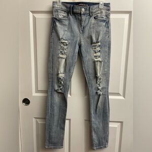 Express Faded Blue Ripped Skinny Jeans